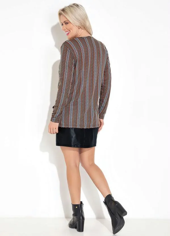 Moda Pop - Casaco Texturizada Preto com Bolsos Funcionais 4