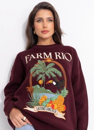 Farm - Casaco Tricot Latino América Marrom - FARM