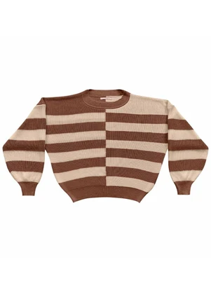 Angel - Casaco Tricot Listras Marrom - ANGEL