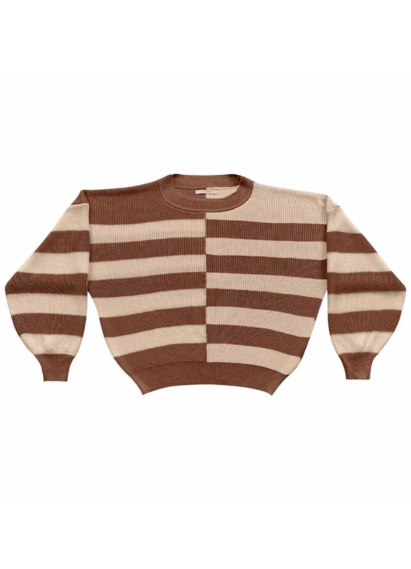 Angel - Casaco Tricot Listras Marrom