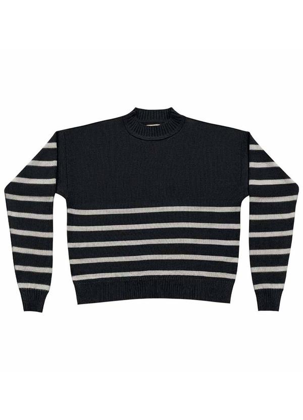 Angel - Casaco Tricot Listras Preto 6