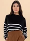 Angel - Casaco Tricot Listras Preto - variação: Preto