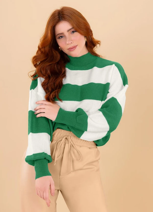 Angel - Casaco Tricot Listras Verde