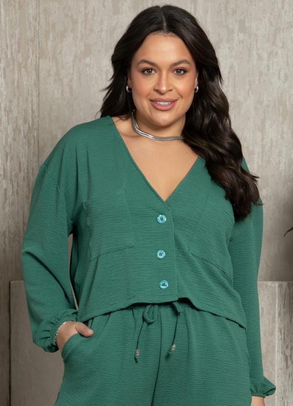 Quintess - Casaco Verde com Bolsos Funcionais 7