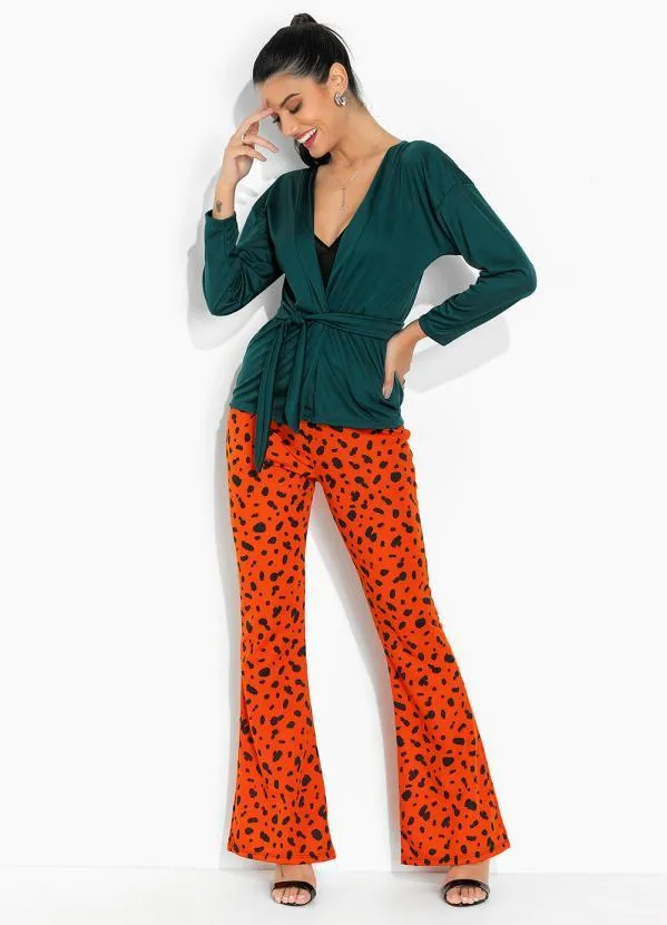 Moda Pop - Casaco Verde com Faixa para Amarração 4