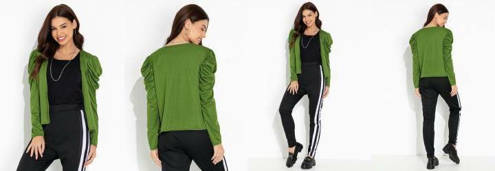 Casaco Verde com Mangas Longas Bufantes