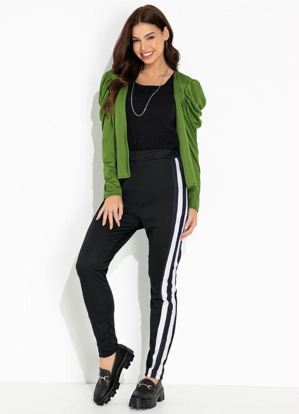 Moda Pop - Casaco Verde com Mangas Longas Bufantes 3