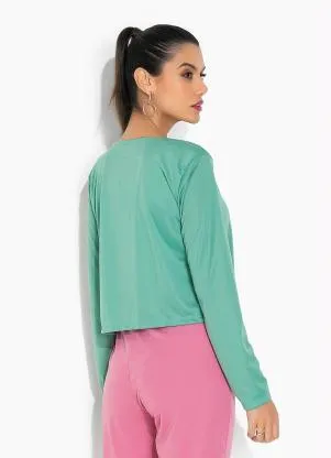 Moda Pop - Casaco Verde com Mangas Longas - MODA POP