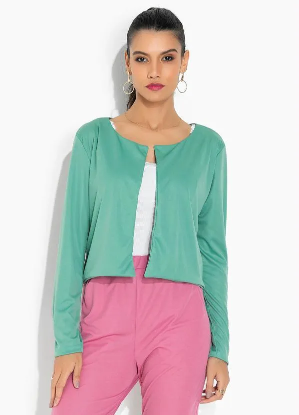 Moda Pop - Casaco Verde com Mangas Longas