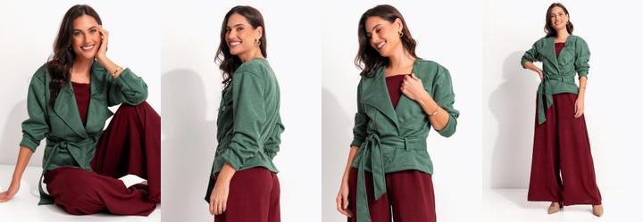 Casaco Verde em Malha Suede