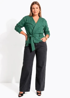 Quintess - Casaco Verde em Malha Suede - QUINTESS