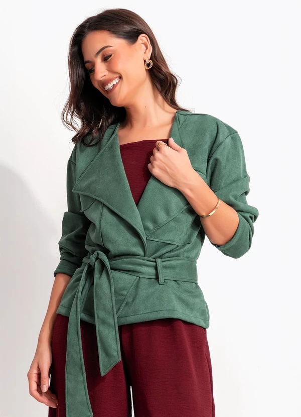 Quintess - Casaco Verde em Malha Suede