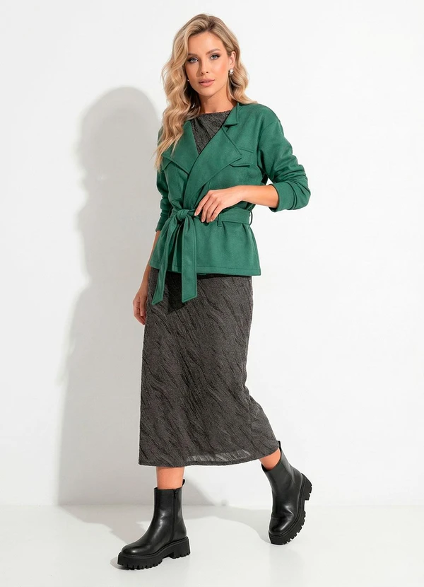 Quintess - Casaco Verde em Malha Suede 3