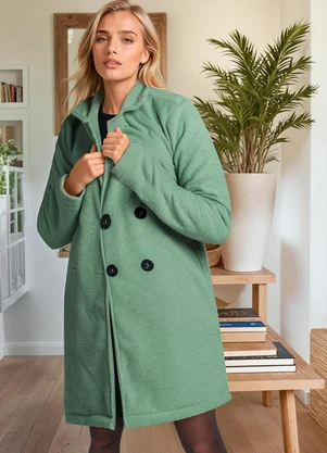 bonprix - Casaco Verde em Plush Boucle - BONPRIX