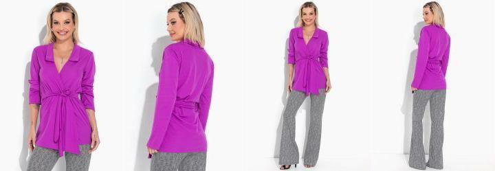 Casaco Violeta com Gola e Faixa