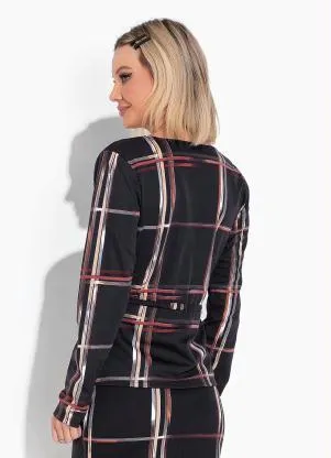 Moda Pop - Casaco Xaderz Preto com Amarração Reguladora - MODA POP
