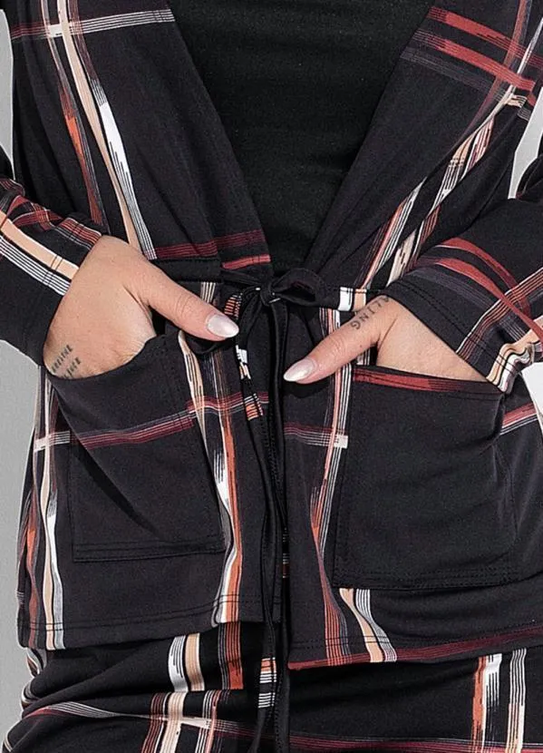 Moda Pop - Casaco Xaderz Preto com Amarração Reguladora 3