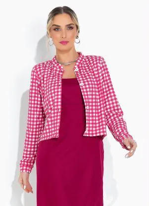 Moda Pop - Casaco Xadrez com Gola e Fechamento de Botões - MODA POP