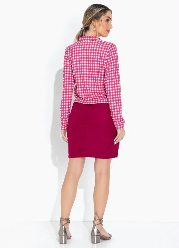 Moda Pop - Casaco Xadrez com Gola e Fechamento de Botões 4