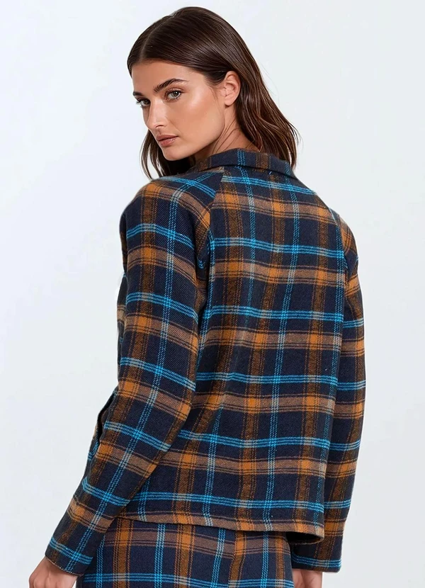 Casaco Xadrez Escuro em Flanela bonprix