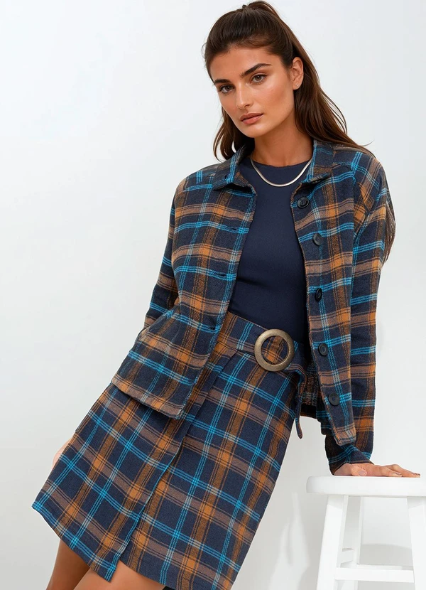 bonprix - Casaco Xadrez Escuro em Flanela 3