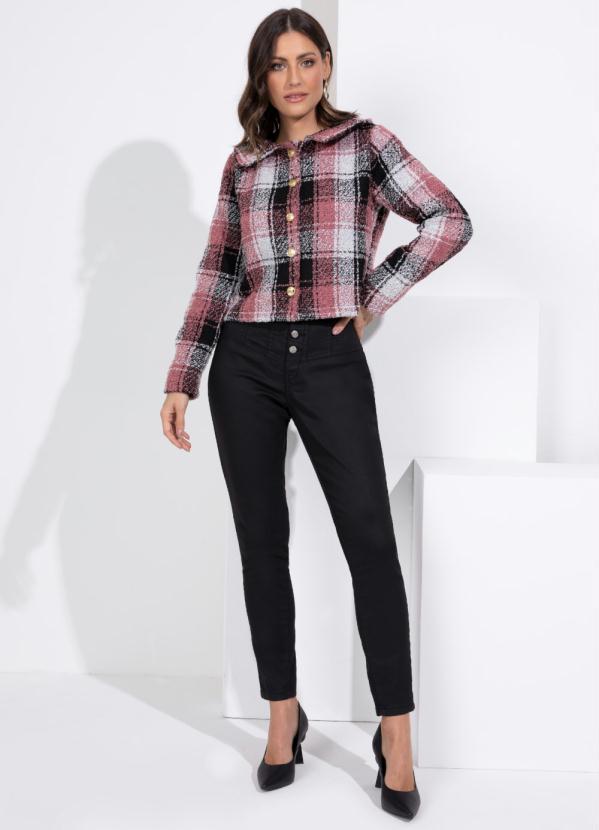 Outlet - Casaco Xadrez Mangas Longas com Botões 8