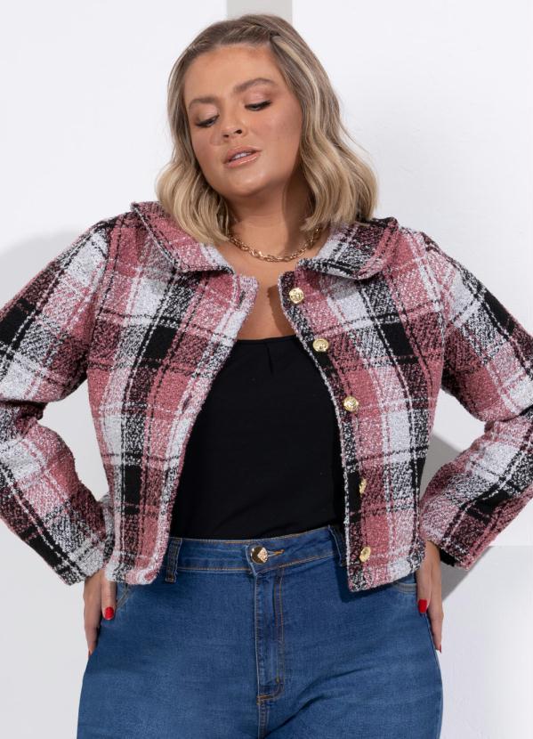 Outlet - Casaco Xadrez Mangas Longas com Botões 4