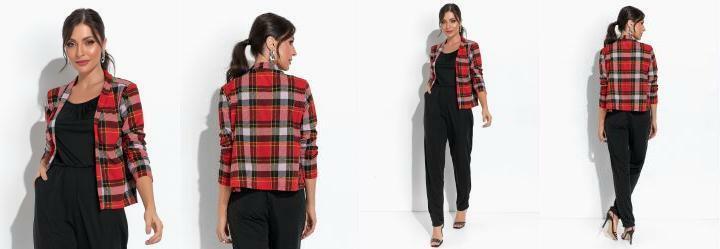 Casaco Xadrez Vermelho em Malha