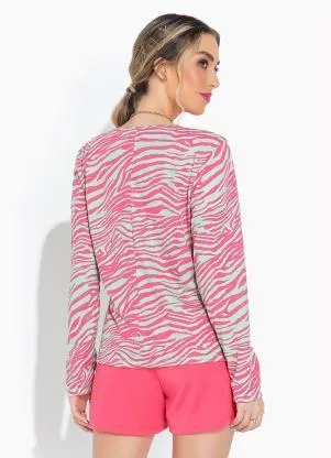 Moda Pop - Casaco Zebra com Bolsos Funcionais e Botão - MODA POP