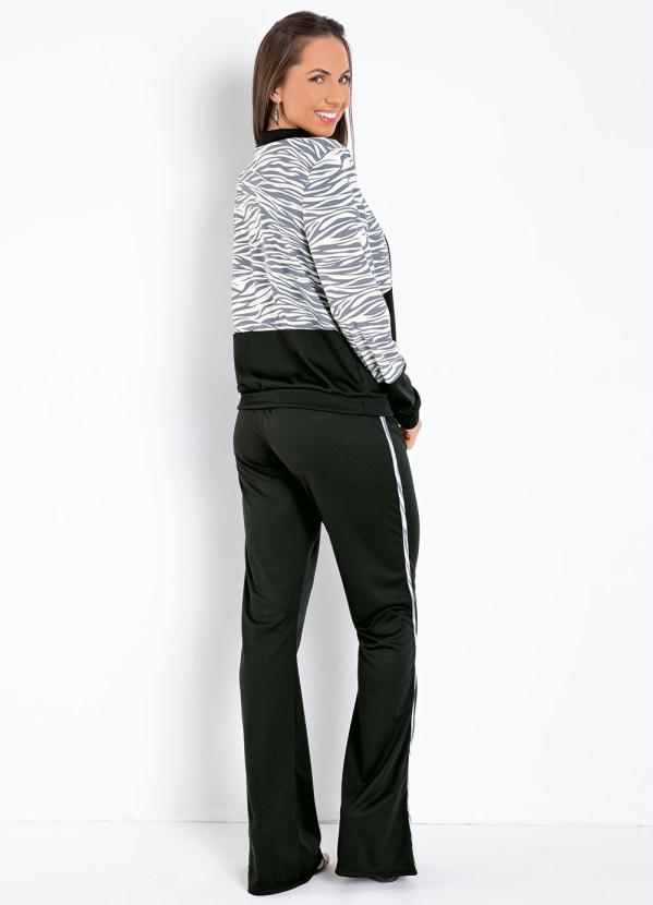 Outlet - Casaco Zebra Preta com Abertura em Zíper 4