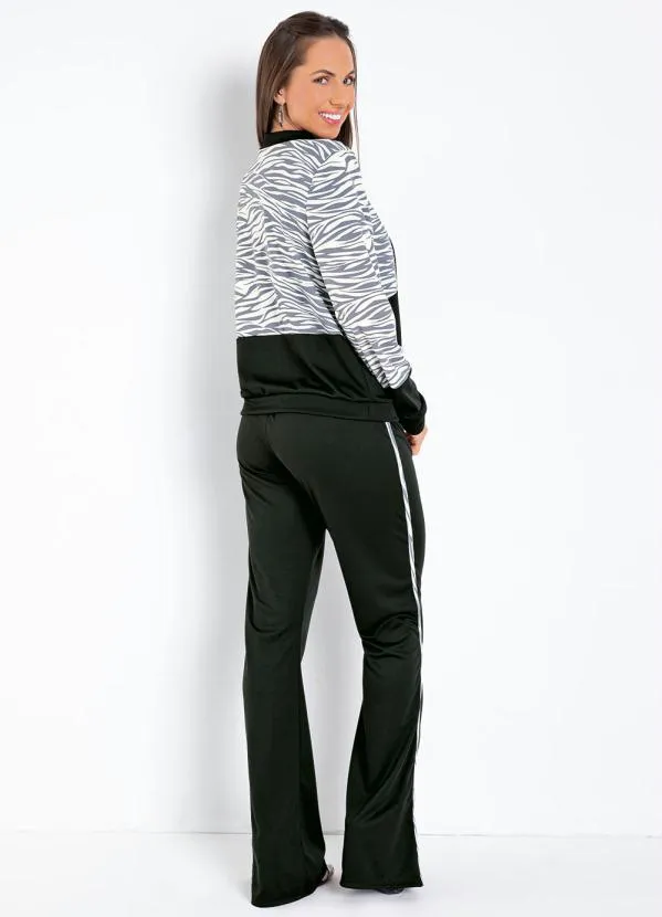 Queima Estoque - Casaco Zebra Preta com Abertura em Zíper 4