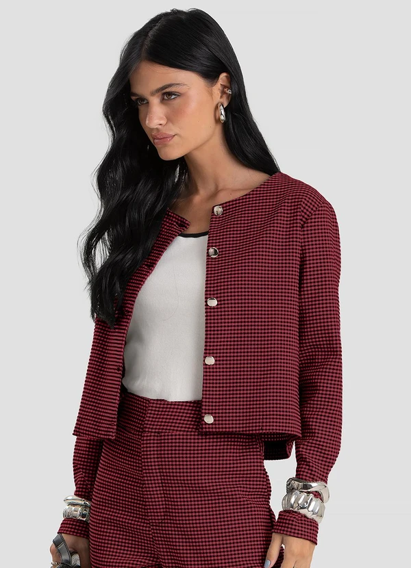Dianna - Casaqueto Feminino Manga Longa Vermelho