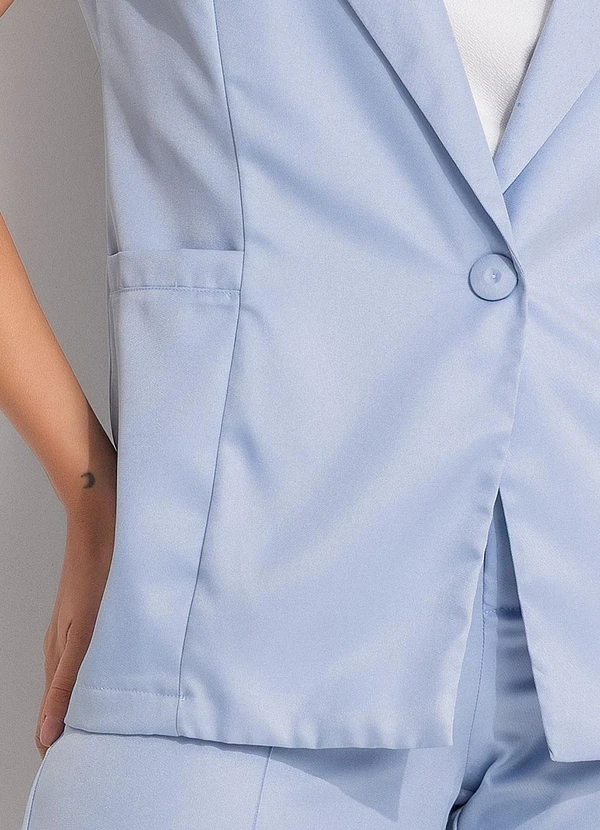 Quintess - Colete Azul Claro em Viscose Plana Sarjada 15
