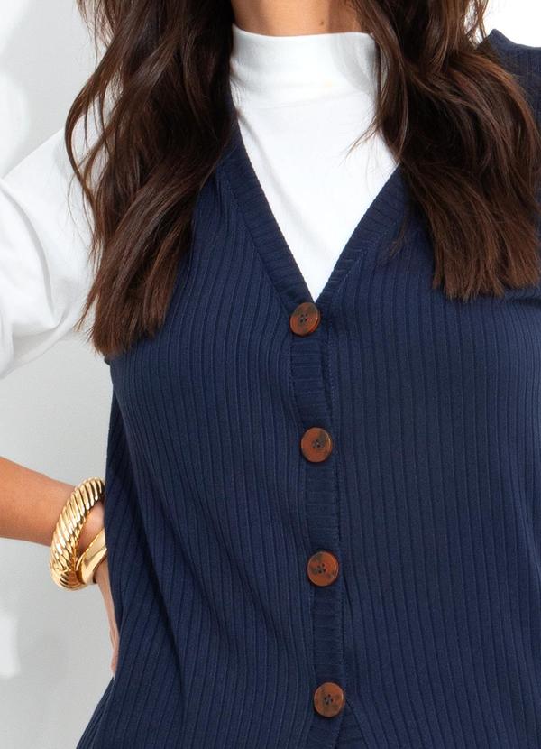 Quintess - Colete Azul Marinho em Malha Canelada 10