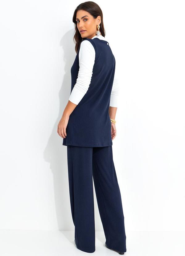 Quintess - Colete Azul Marinho em Malha Canelada 4