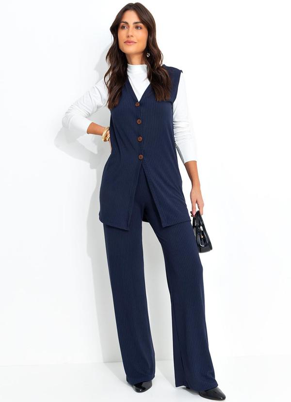 Quintess - Colete Azul Marinho em Malha Canelada 6