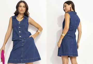 Colete Jeans Mdio em Jeans