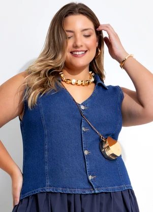 Quintess - Colete Jeans Médio em Jeans - QUINTESS