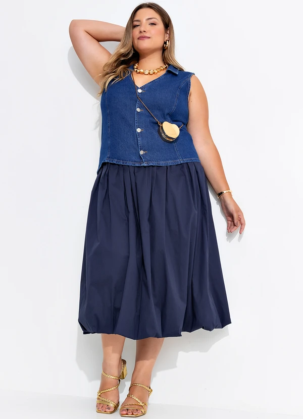 Quintess - Colete Jeans Médio em Jeans