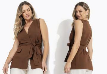 Colete Marrom em Linho