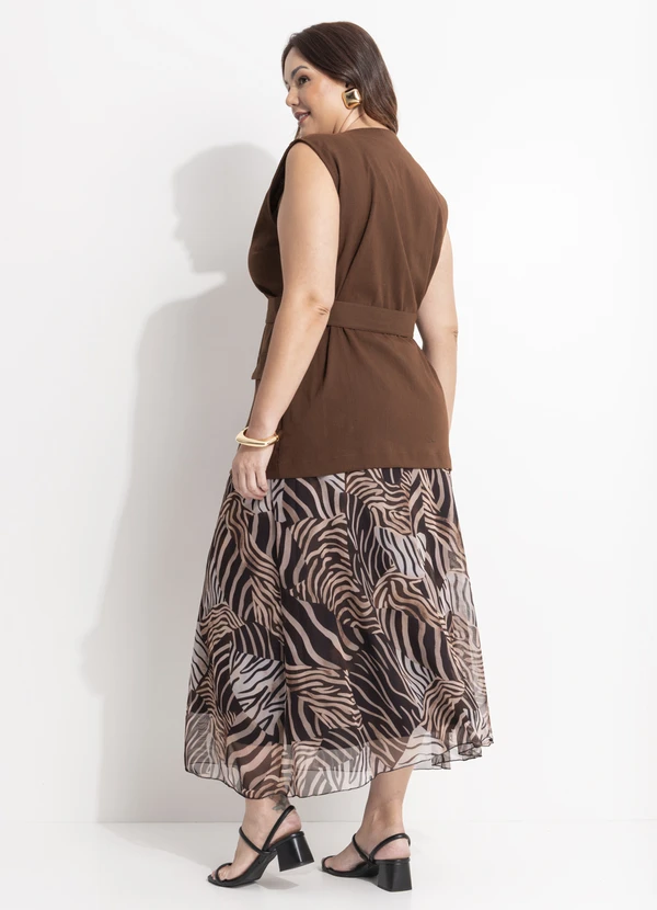 Quintess - Colete Marrom em Linho 14