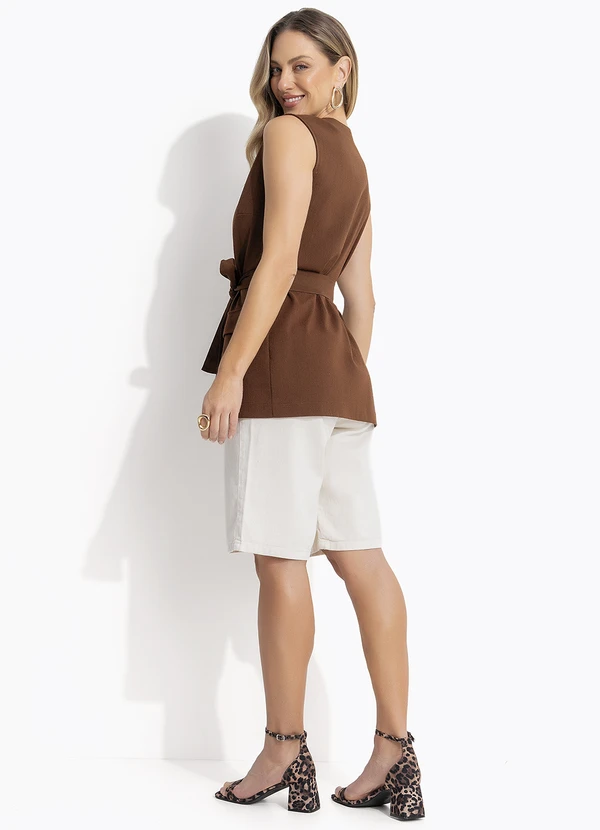 Quintess - Colete Marrom em Linho 5