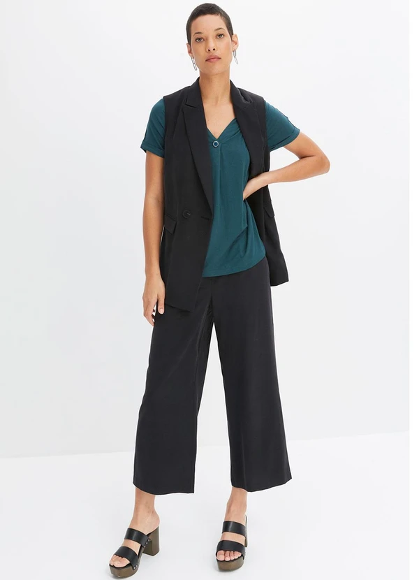 bonprix - Colete Preto em Crepe Plano 7