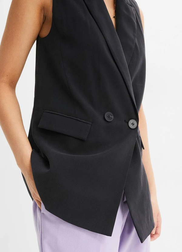 bonprix - Colete Preto em Crepe Plano 8