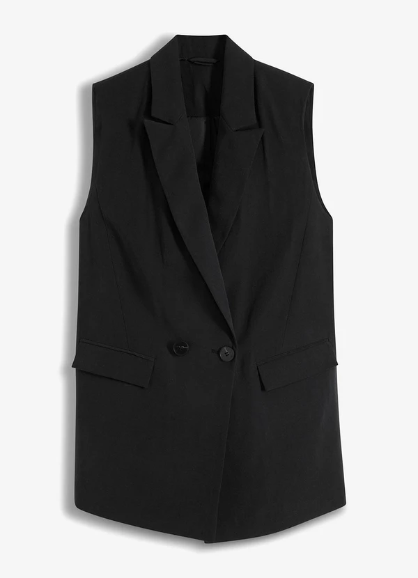 bonprix - Colete Preto em Crepe Plano 9