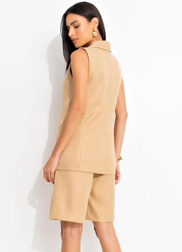 Quintess - Colete Risca de Giz Caramelo em Alfaiataria 13