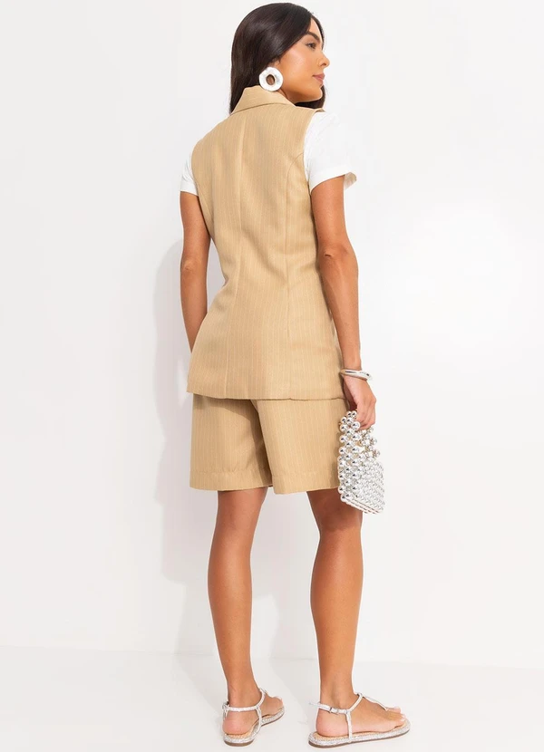 Quintess - Colete Risca de Giz Caramelo em Alfaiataria 5