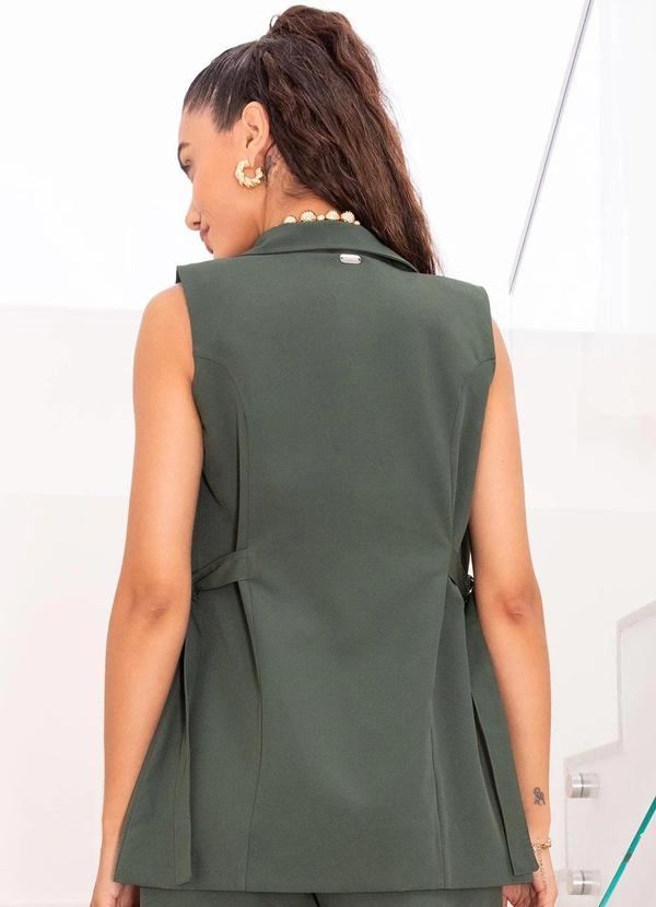 Quintess - Colete Verde Militar em Crepe Plano 2