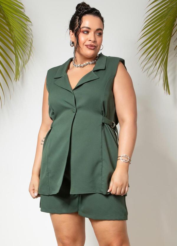 Quintess - Colete Verde Militar em Crepe Plano 6