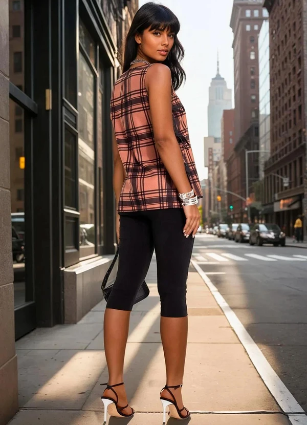 Quintess - Colete Xadrez Marrom em Malha 7